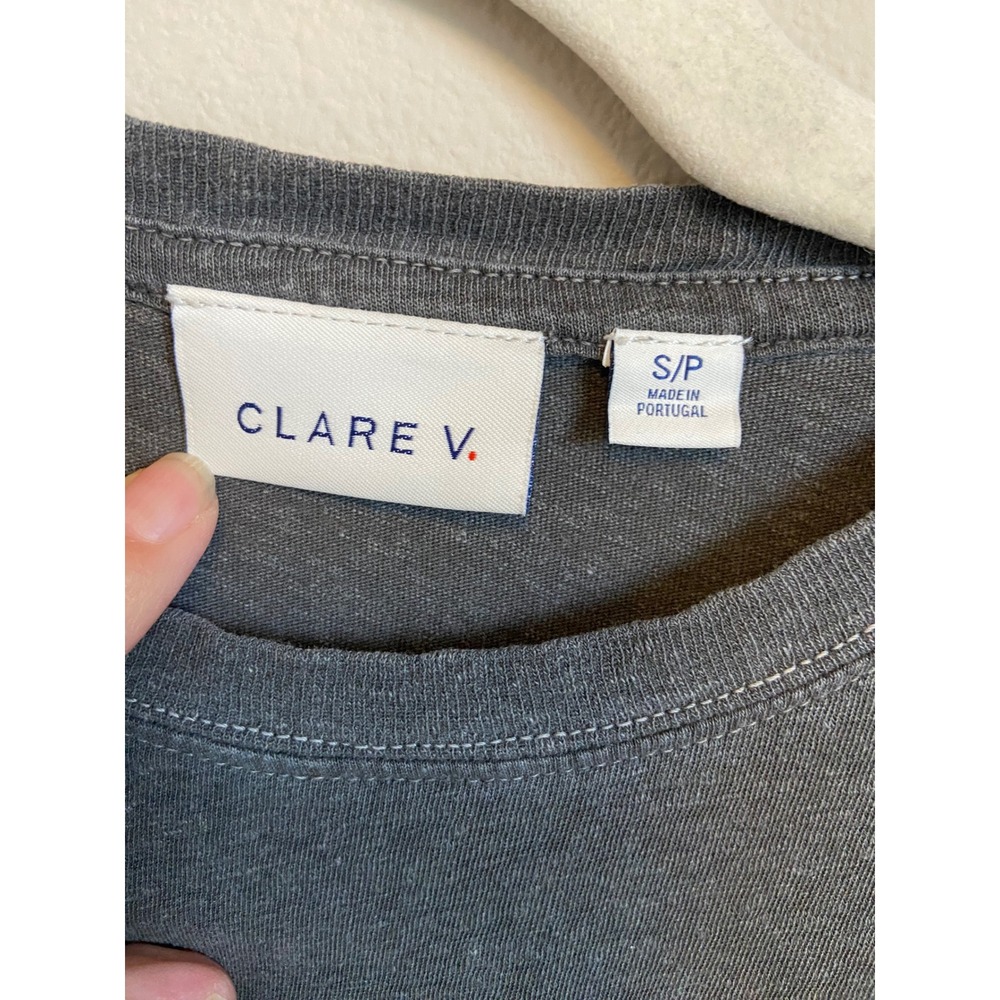 Clare V  Le Rock n Roll Graphic Tee Gray Cotton Linen  Small - Picture 2 of 7